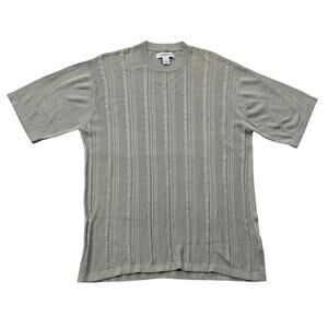 Pronto Uomo Green Cable Knit Short Sleeve Dress Shirt